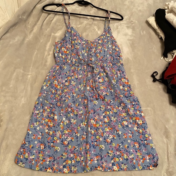 Baby blue floral summer dress mini flower print - Picture 2 of 4